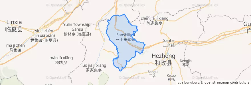 Mapa de ubicacion de 三十里铺镇.