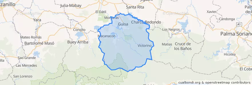 Mapa de ubicacion de Guisa.