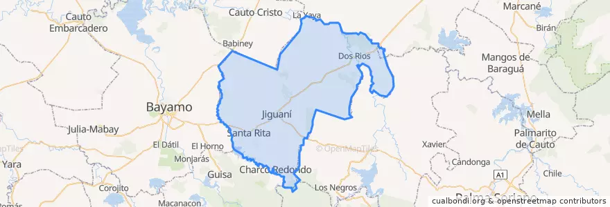 Mapa de ubicacion de Jiguaní.