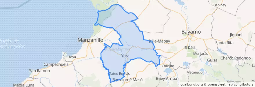 Mapa de ubicacion de Yara.