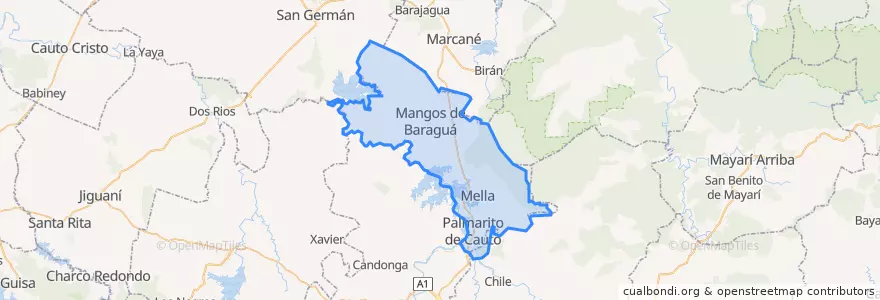 Mapa de ubicacion de Mella.