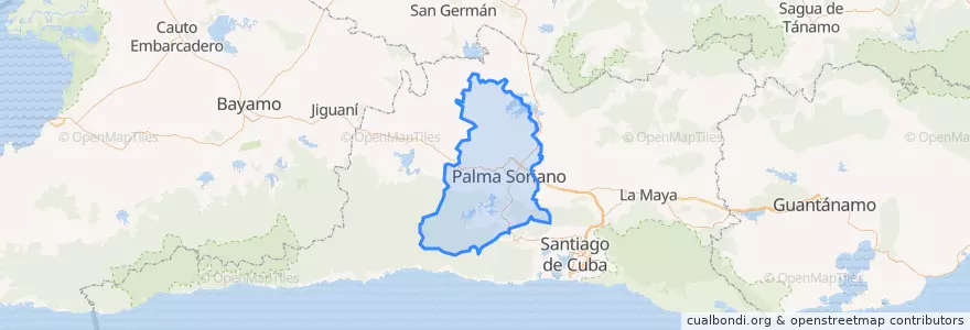 Mapa de ubicacion de Palma Soriano.