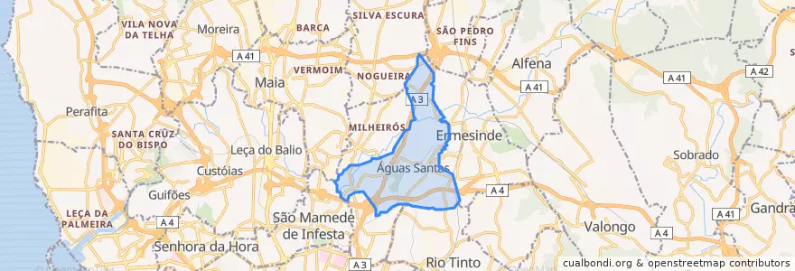 Mapa de ubicacion de Águas Santas.