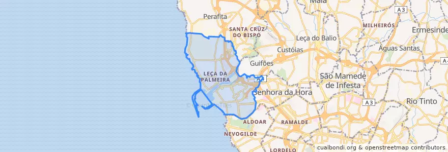 Mapa de ubicacion de Matosinhos e Leça da Palmeira.