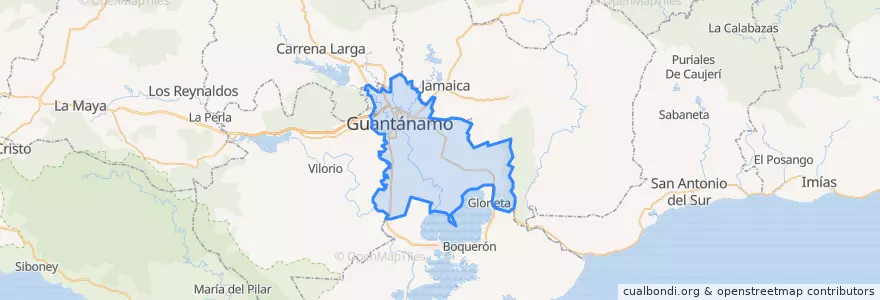 Mapa de ubicacion de Guantánamo.