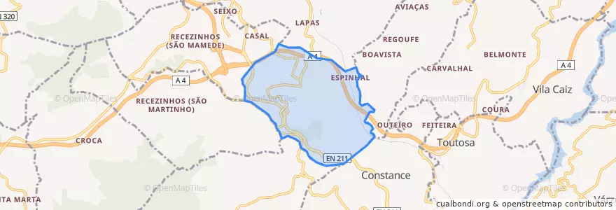 Mapa de ubicacion de Castelões.