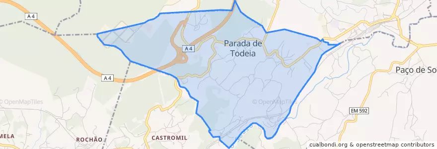 Mapa de ubicacion de Parada de Todeia.