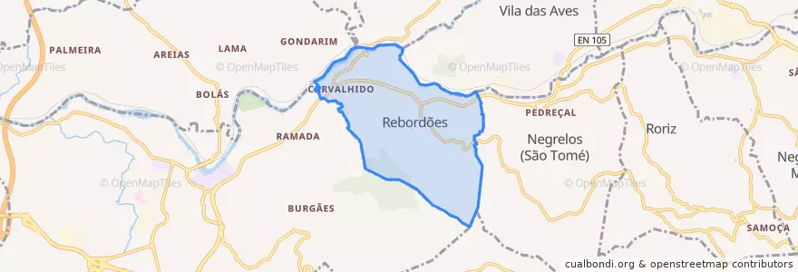 Mapa de ubicacion de Rebordões.