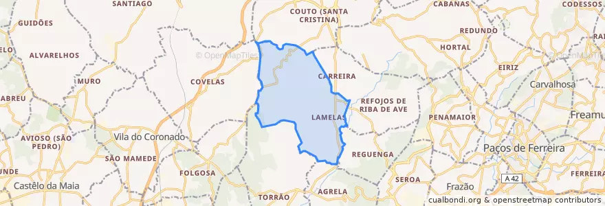 Mapa de ubicacion de Lamelas e Guimarei.