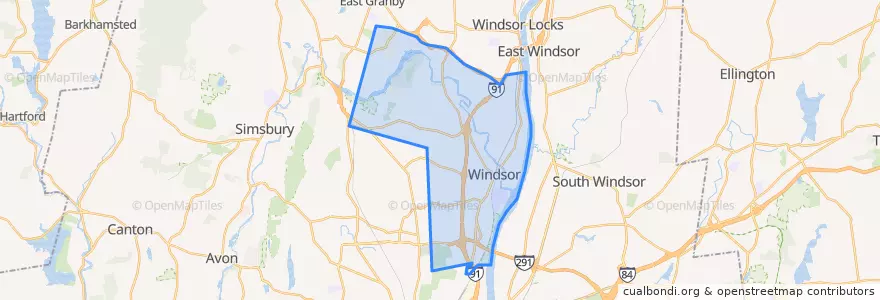 Mapa de ubicacion de Windsor.