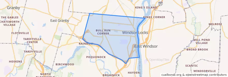 Mapa de ubicacion de Windsor Locks.