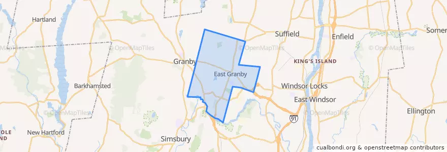 Mapa de ubicacion de East Granby.