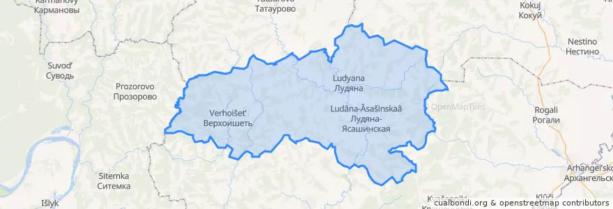 Mapa de ubicacion de Лудянское сельское поселение.