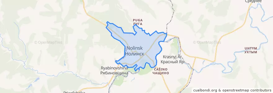 Mapa de ubicacion de Нолинское городское поселение.