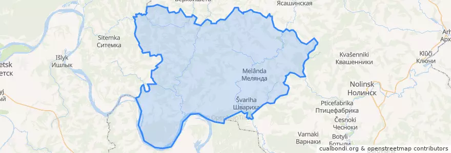 Mapa de ubicacion de Шварихинское сельское поселение.