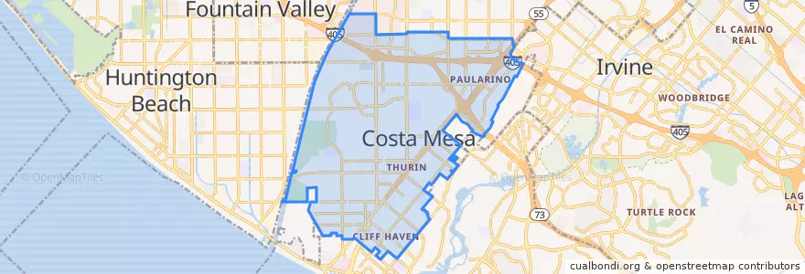 Mapa de ubicacion de Costa Mesa.