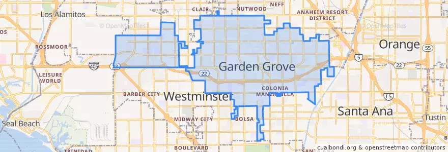 Mapa de ubicacion de Garden Grove.