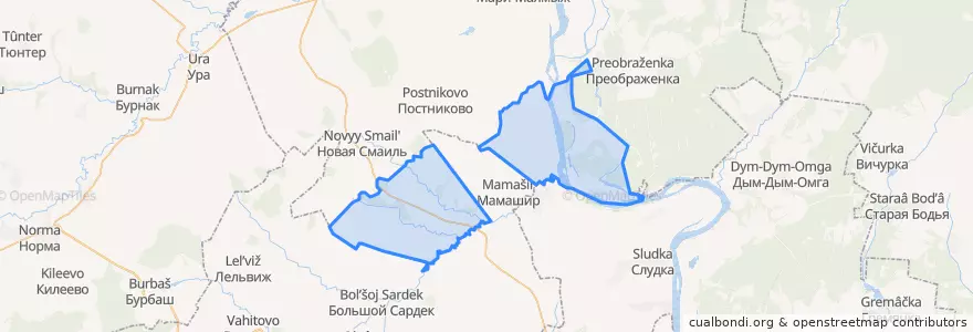 Mapa de ubicacion de Большекитякское сельское поселение.