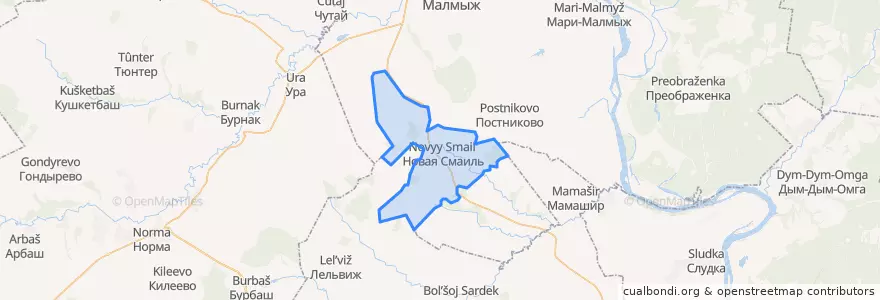 Mapa de ubicacion de Новосмаильское сельское поселение.