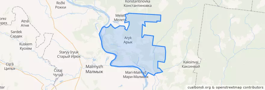 Mapa de ubicacion de Арыкское сельское поселение.