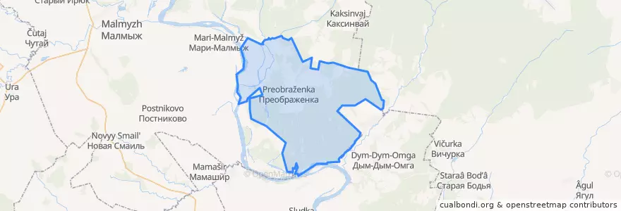Mapa de ubicacion de Преображенское сельское поселение.