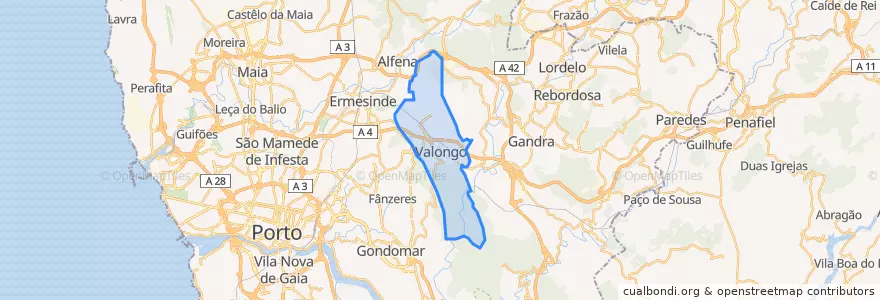 Mapa de ubicacion de Valongo.