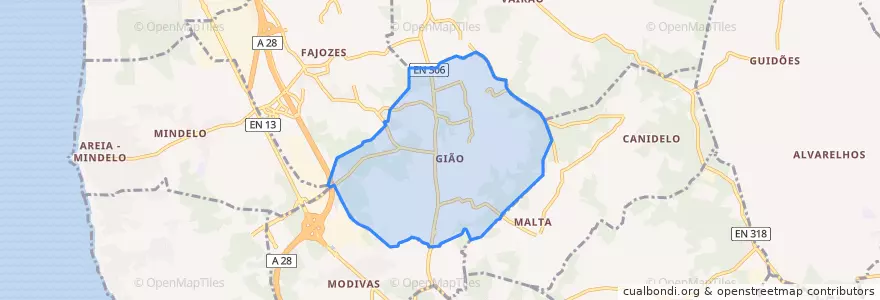 Mapa de ubicacion de Gião.