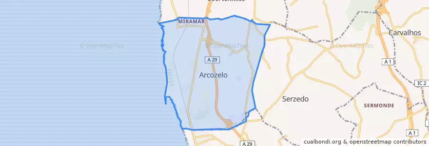 Mapa de ubicacion de Arcozelo.