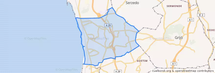 Mapa de ubicacion de São Félix da Marinha.