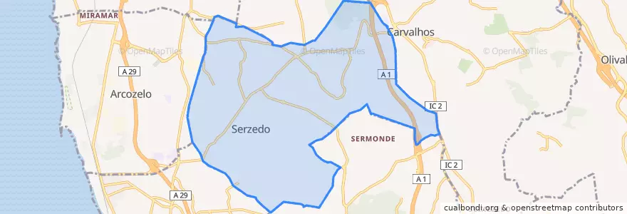 Mapa de ubicacion de Serzedo e Perosinho.