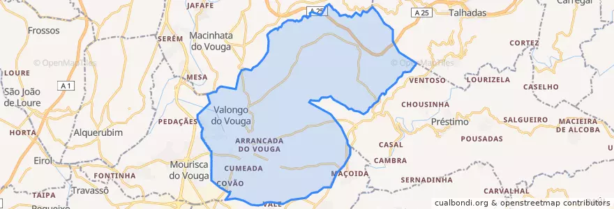 Mapa de ubicacion de Valongo do Vouga.