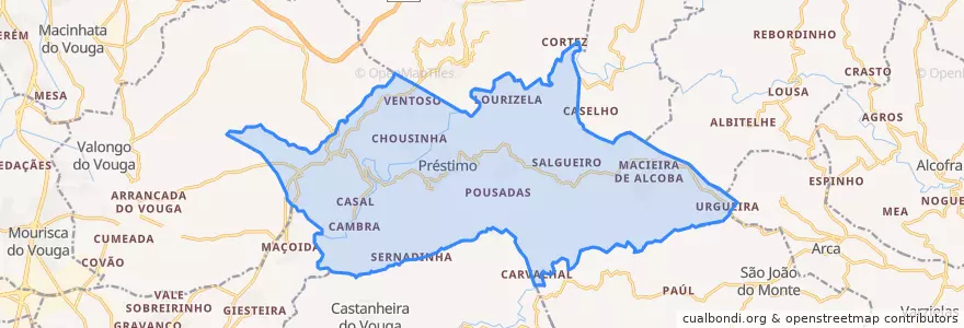 Mapa de ubicacion de Préstimo e Macieira de Alcoba.