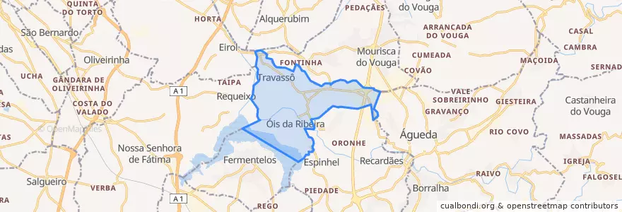 Mapa de ubicacion de Travassô e Óis da Ribeira.