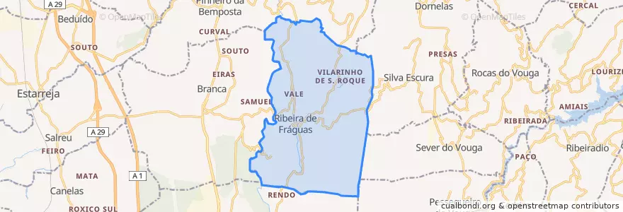 Mapa de ubicacion de Ribeira de Fráguas.
