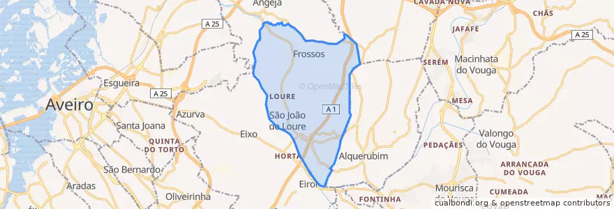 Mapa de ubicacion de São João de Loure e Frossos.