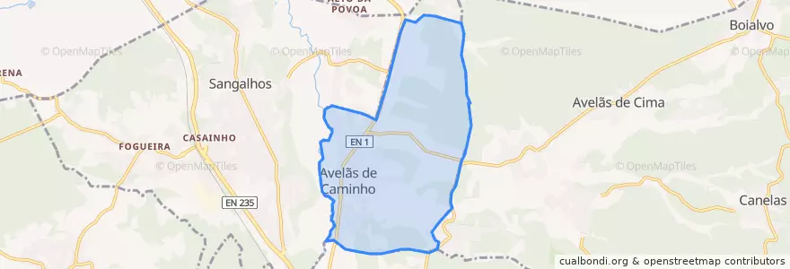 Mapa de ubicacion de Avelãs de Caminho.