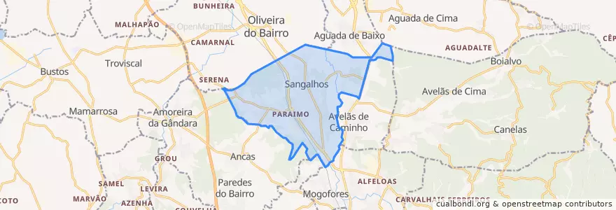 Mapa de ubicacion de Sangalhos.