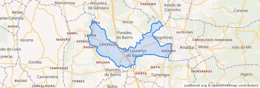 Mapa de ubicacion de São Lourenço do Bairro.