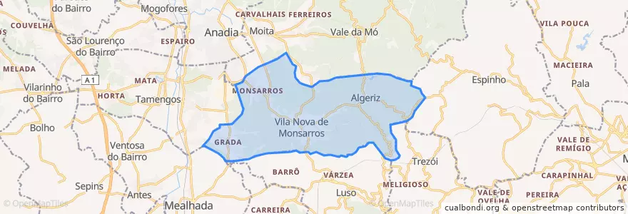 Mapa de ubicacion de Vila Nova de Monsarros.