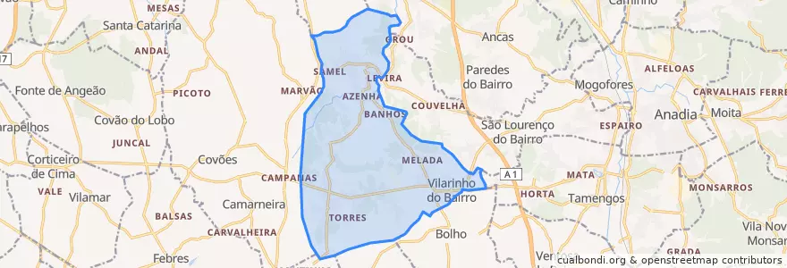 Mapa de ubicacion de Vilarinho do Bairro.