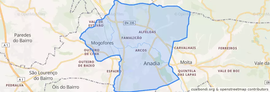 Mapa de ubicacion de Arcos e Mogofores.