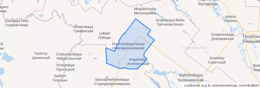 Mapa de ubicacion de Новониколаевское сельское поселение.