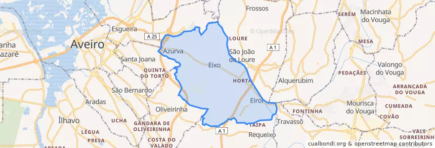 Mapa de ubicacion de Eixo e Eirol.