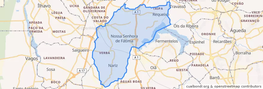 Mapa de ubicacion de Requeixo, Nossa Senhora de Fátima e Nariz.