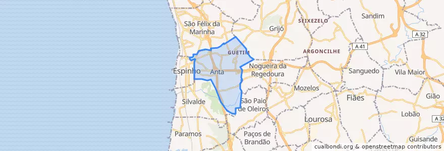 Mapa de ubicacion de Anta e Guetim.
