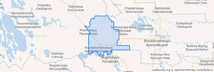 Mapa de ubicacion de Новоджерелиевское сельское поселение.