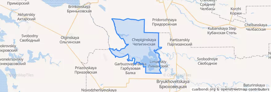 Mapa de ubicacion de Чепигинское сельское поселение.