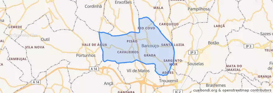 Mapa de ubicacion de Barcouço.