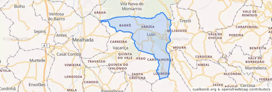 Mapa de ubicacion de Luso.