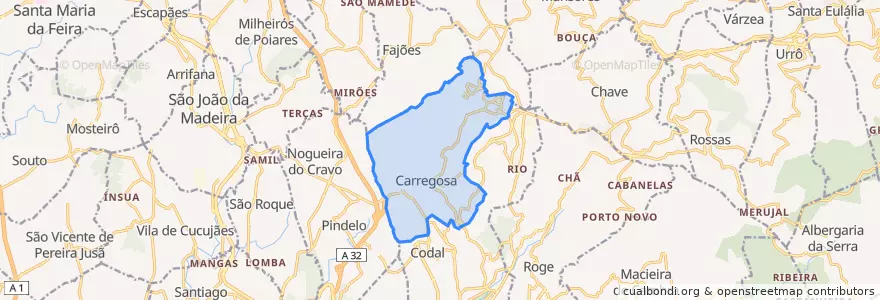 Mapa de ubicacion de Carregosa.